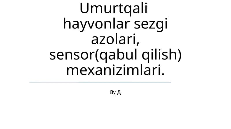 Umurtqali hayvonlar sezgi azolari, sensor(qabul qilish) mexanizimlari