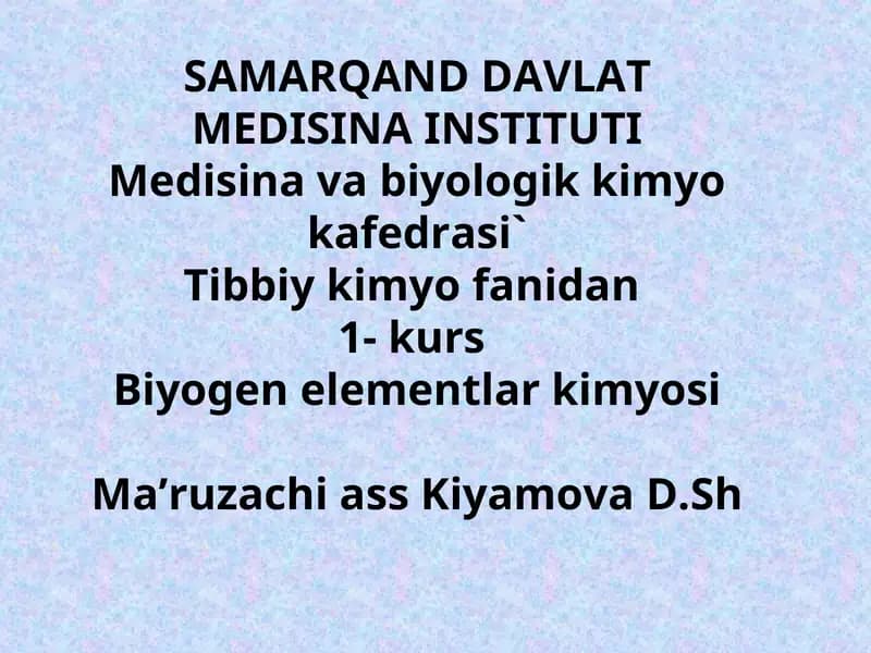 Biogen elementlar kimyosi