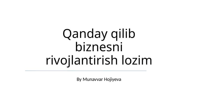 Biznesni rivojlantirish strategiyalari
