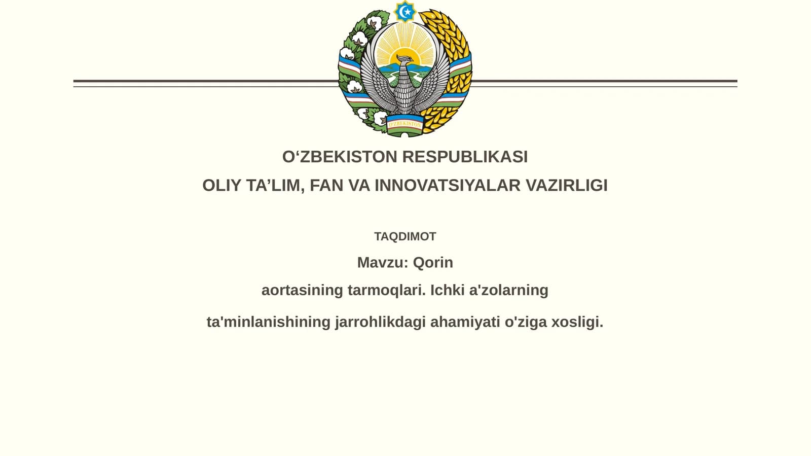 Qorinaortasining Tarmoqlari