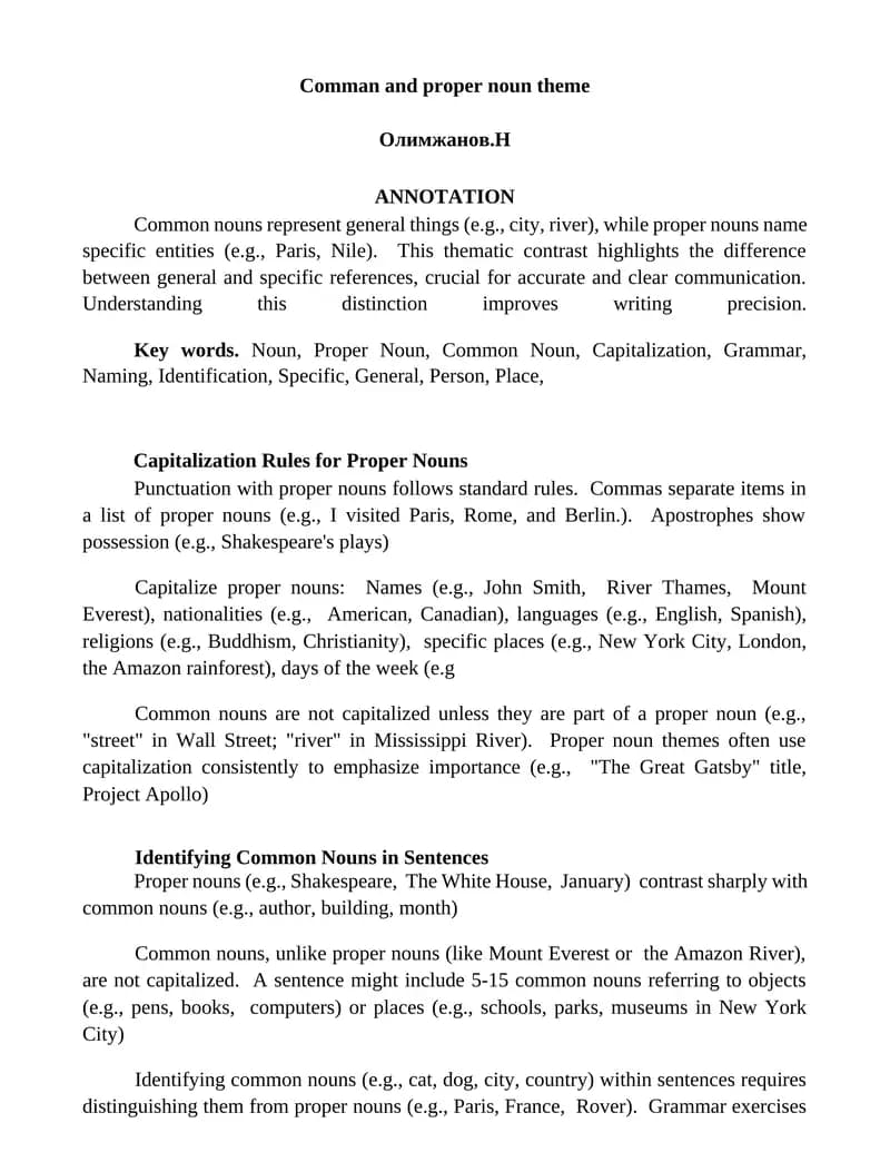 Capitalization Rules for Proper Nouns