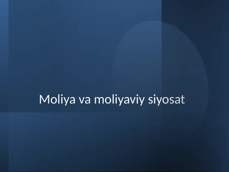 Moliya va moliyaviy siyosat