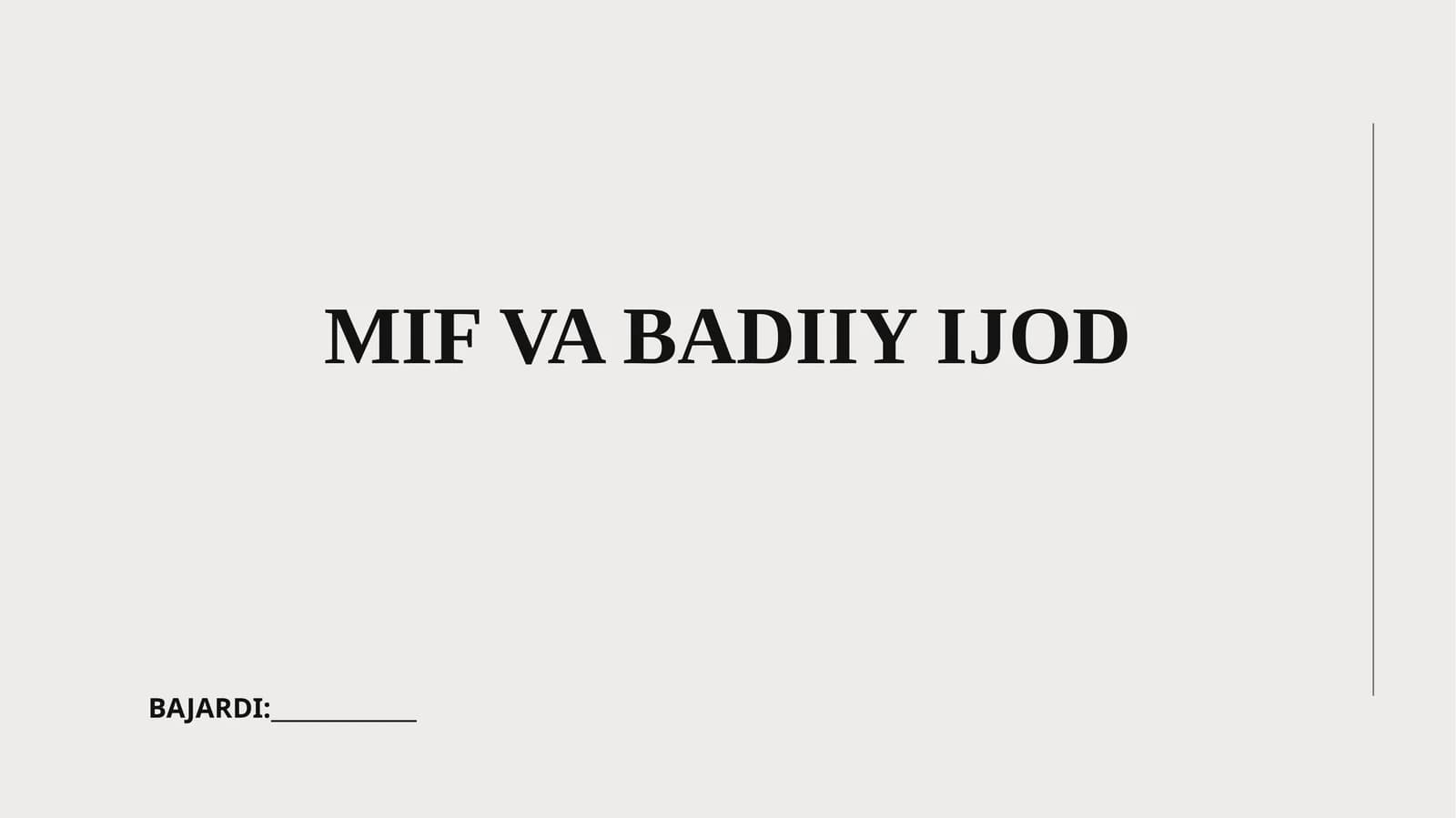 MIF VA BADIIY IJOD