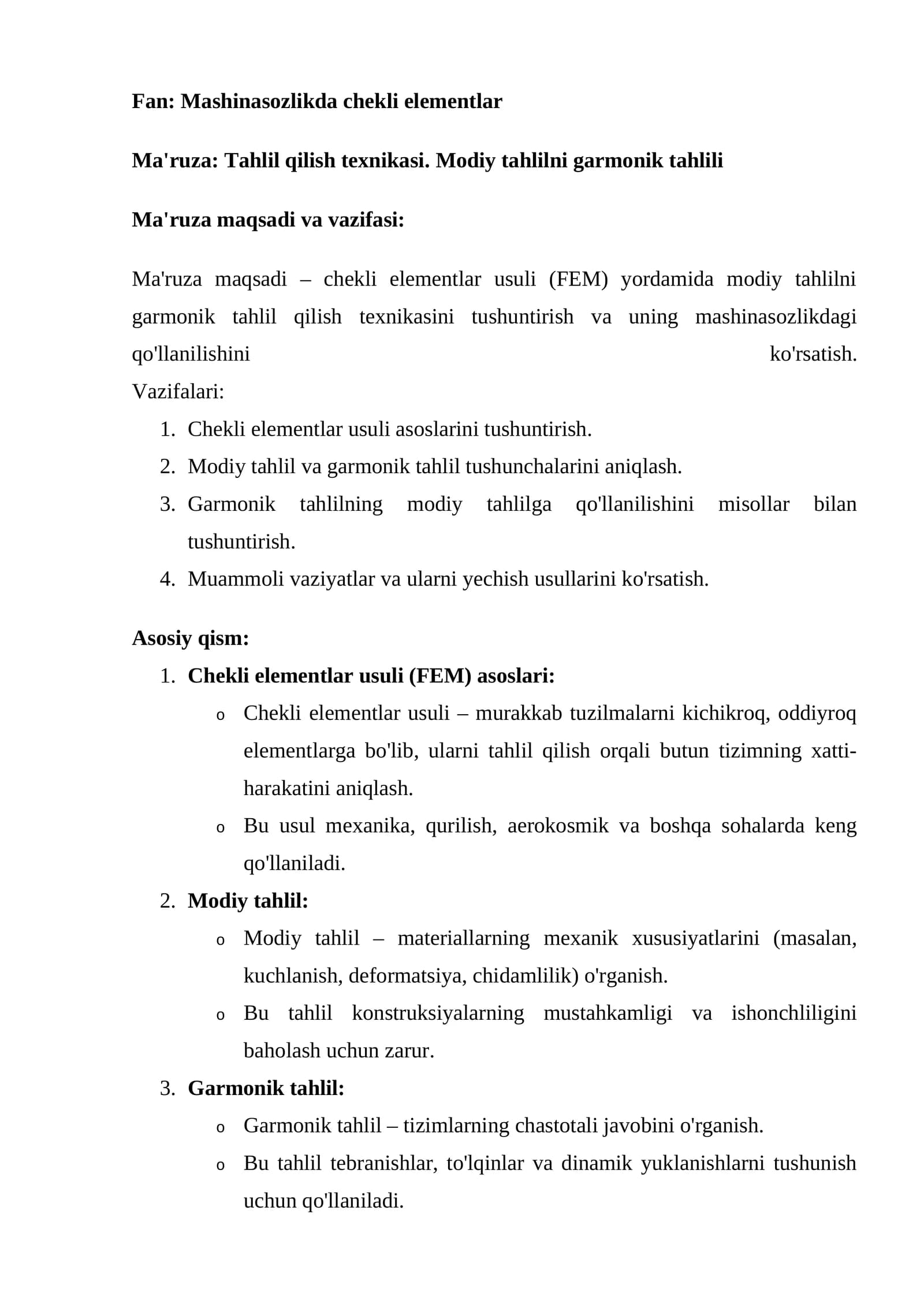 Mashinasozlikda chekli elementlar