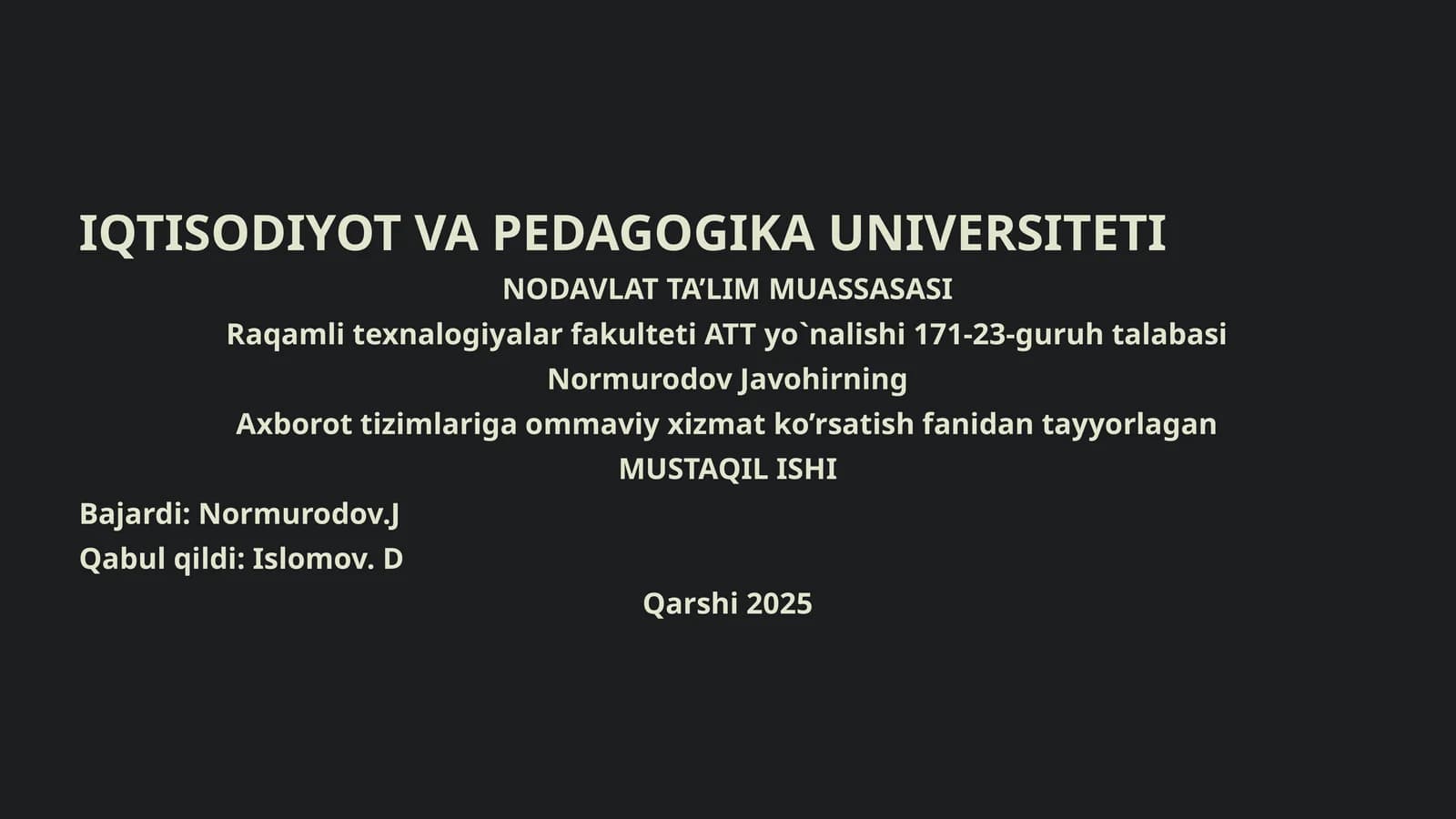 Markov Jarayonlari va Navbat Tizimlarida Tatbiqi