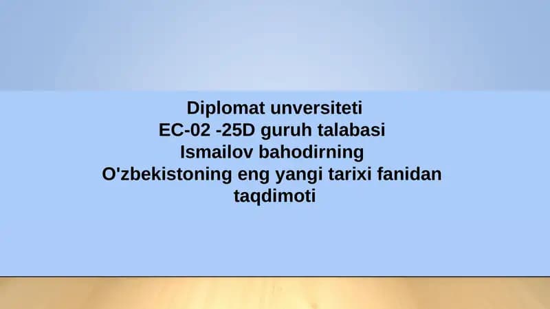 O'zbekistonning eng yangi tarixi