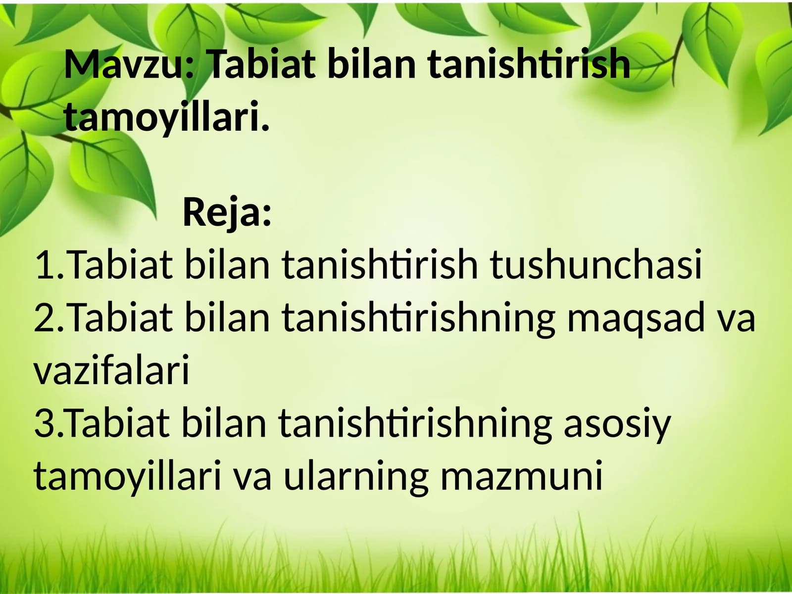 Tabiat bilan tanishtirish tamoyillari