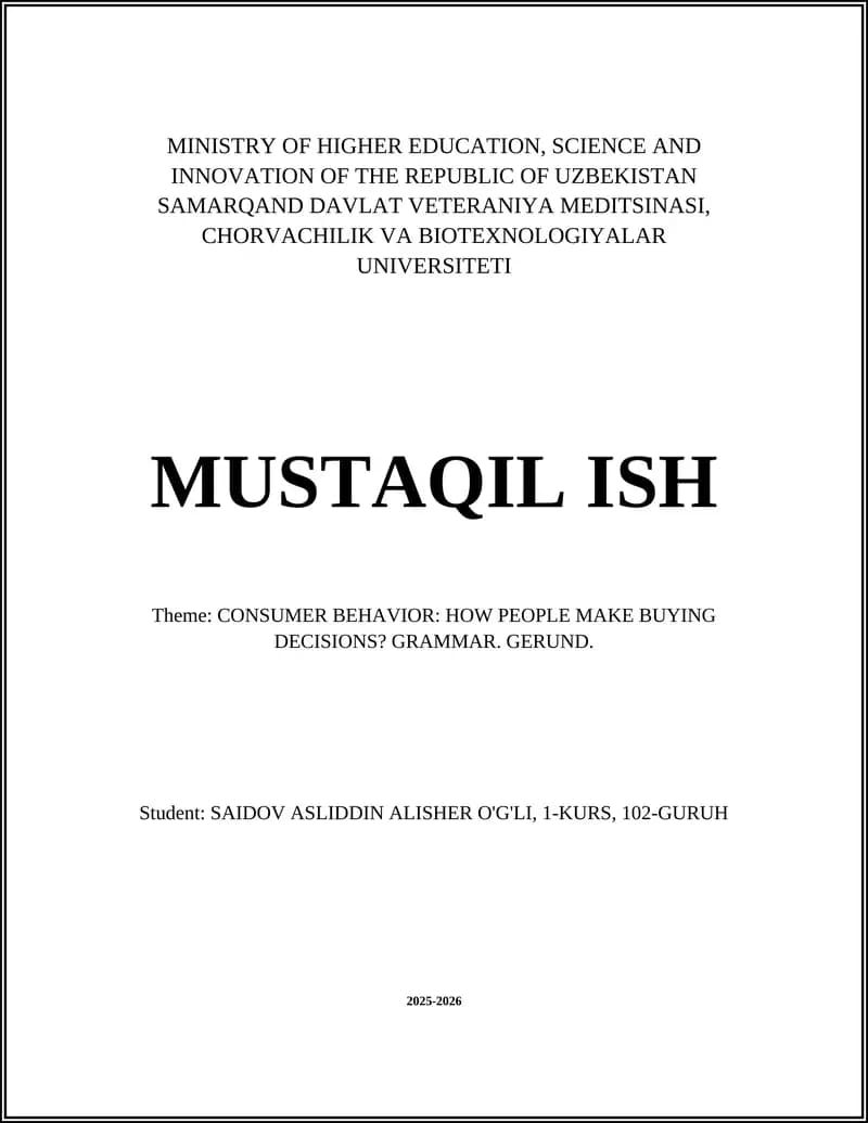 Consumer Behavior: How People Make Buying Decisions? Grammar. Gerund
