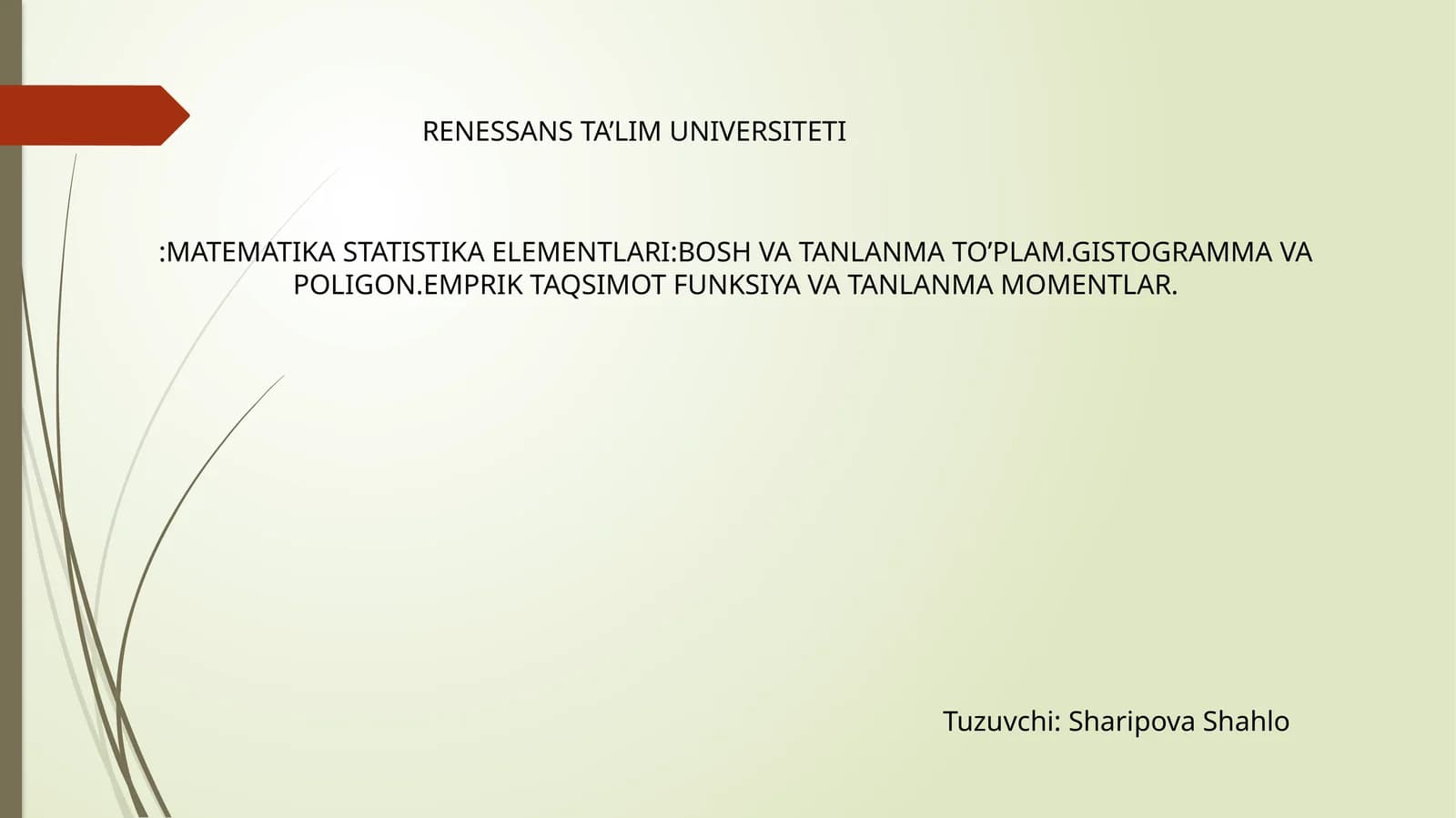 MATEMATIKA STATISTIKA ELEMENTLARI