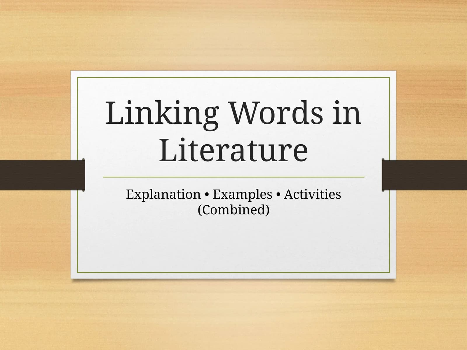 Linking Words in Literature