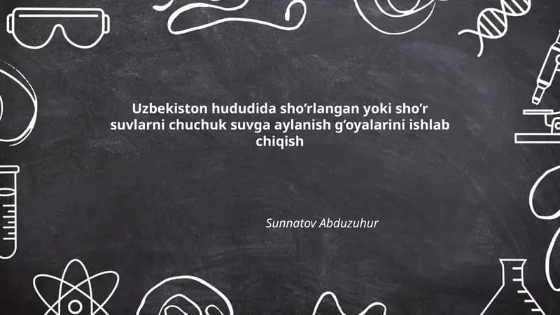 Chuchuk suvga aylanish g’oyalarini ishlab chiqish