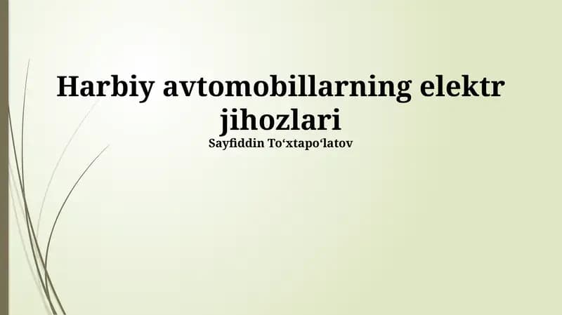 Harbiy avtomobillarning elektr jihozlari