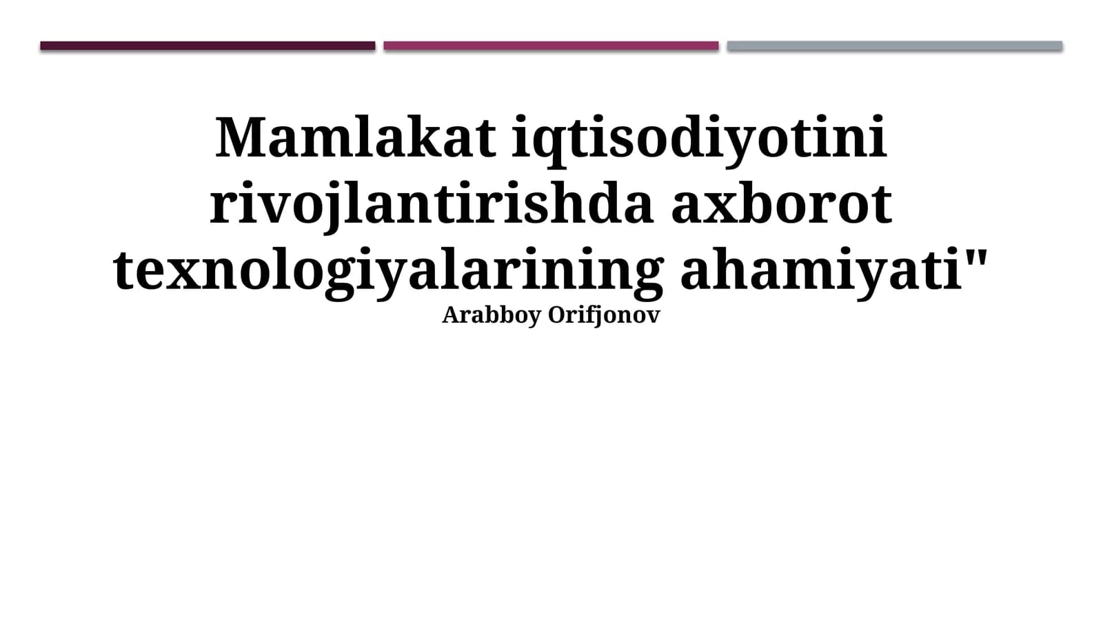 Axborot texnologiyalarining iqtisodiyotga ta'siri