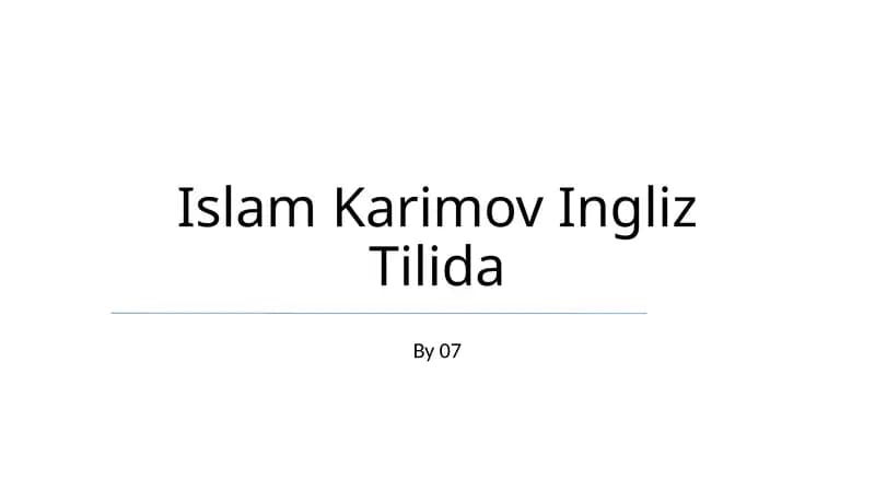 Islam Karimov Ingliz Tilida