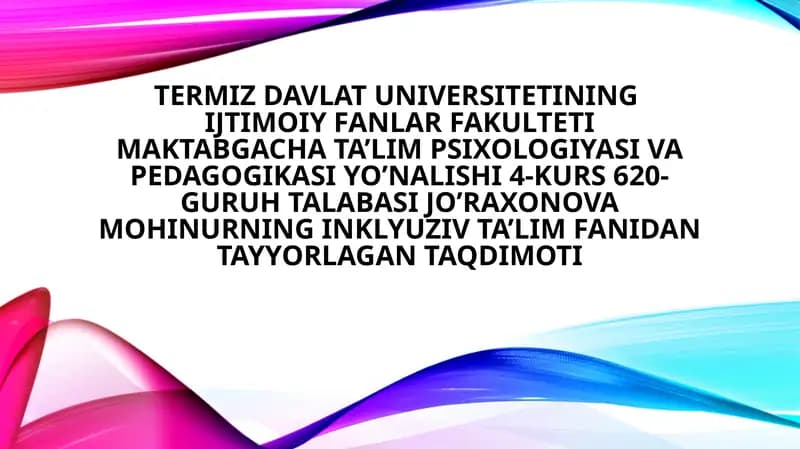 Maktabgacha ta’lim psixologiyasi va pedagogikasi