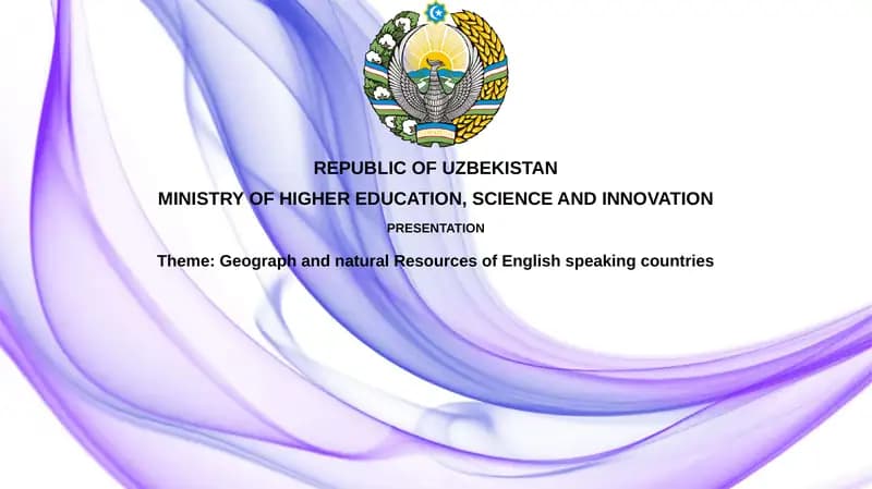 Geographand natural Resources of English speaking countries