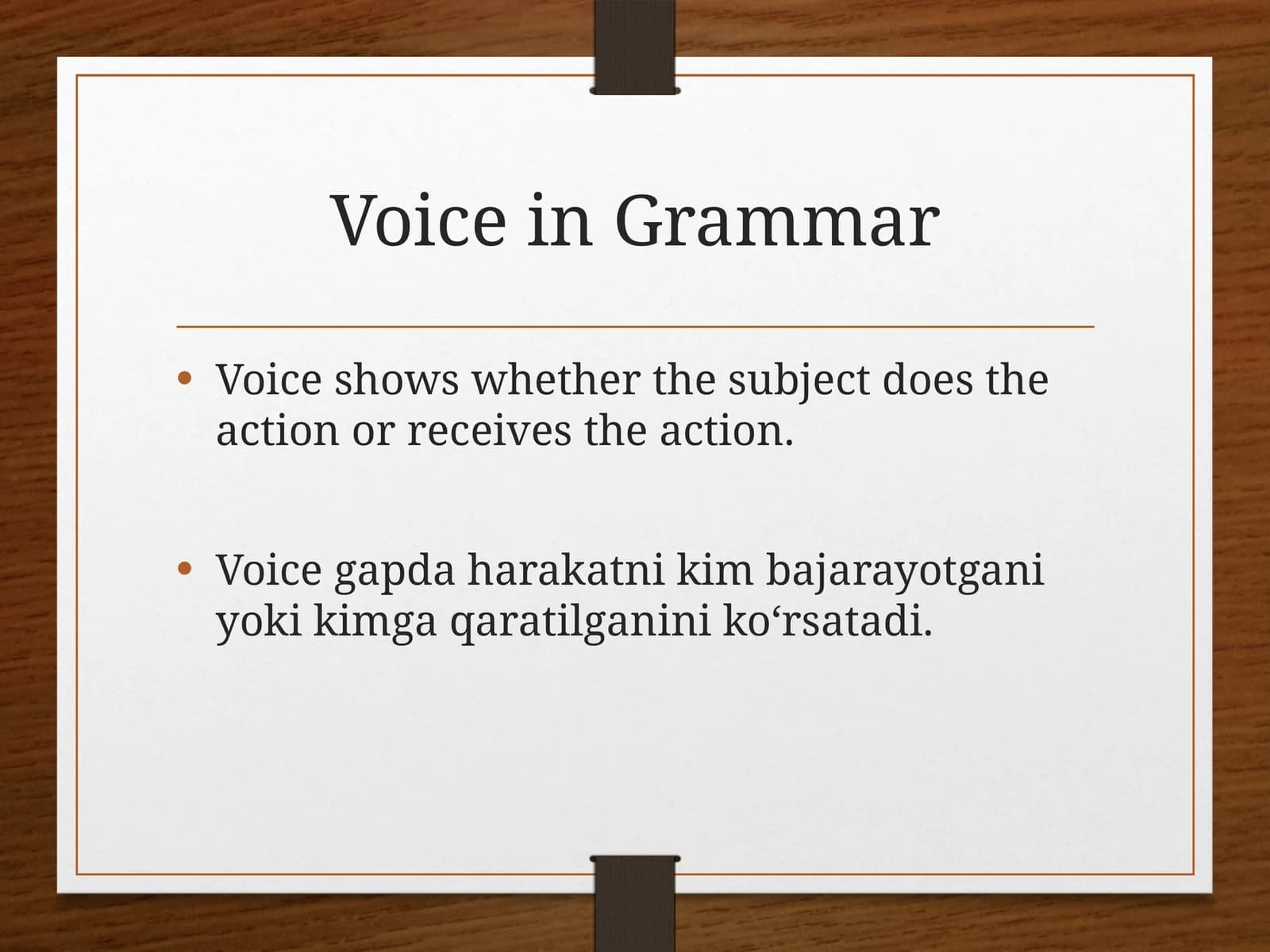 Voice in Grammar