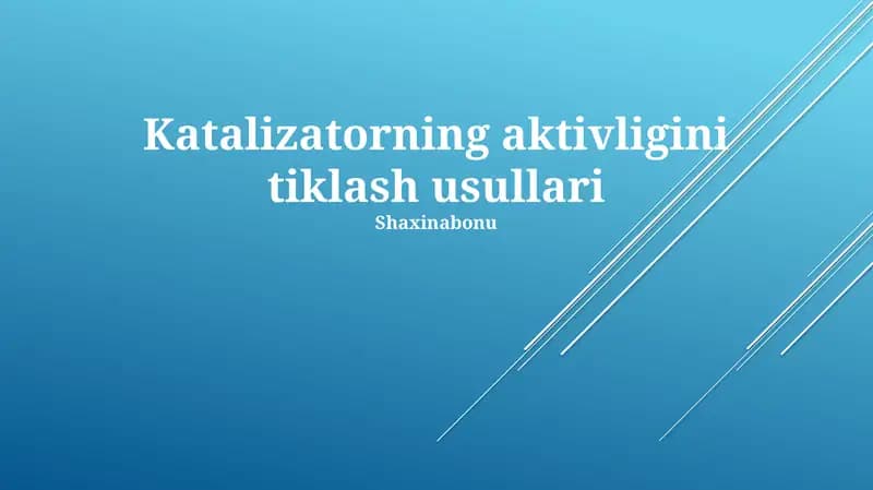 Katalizatorning aktivligini tiklash usullari
