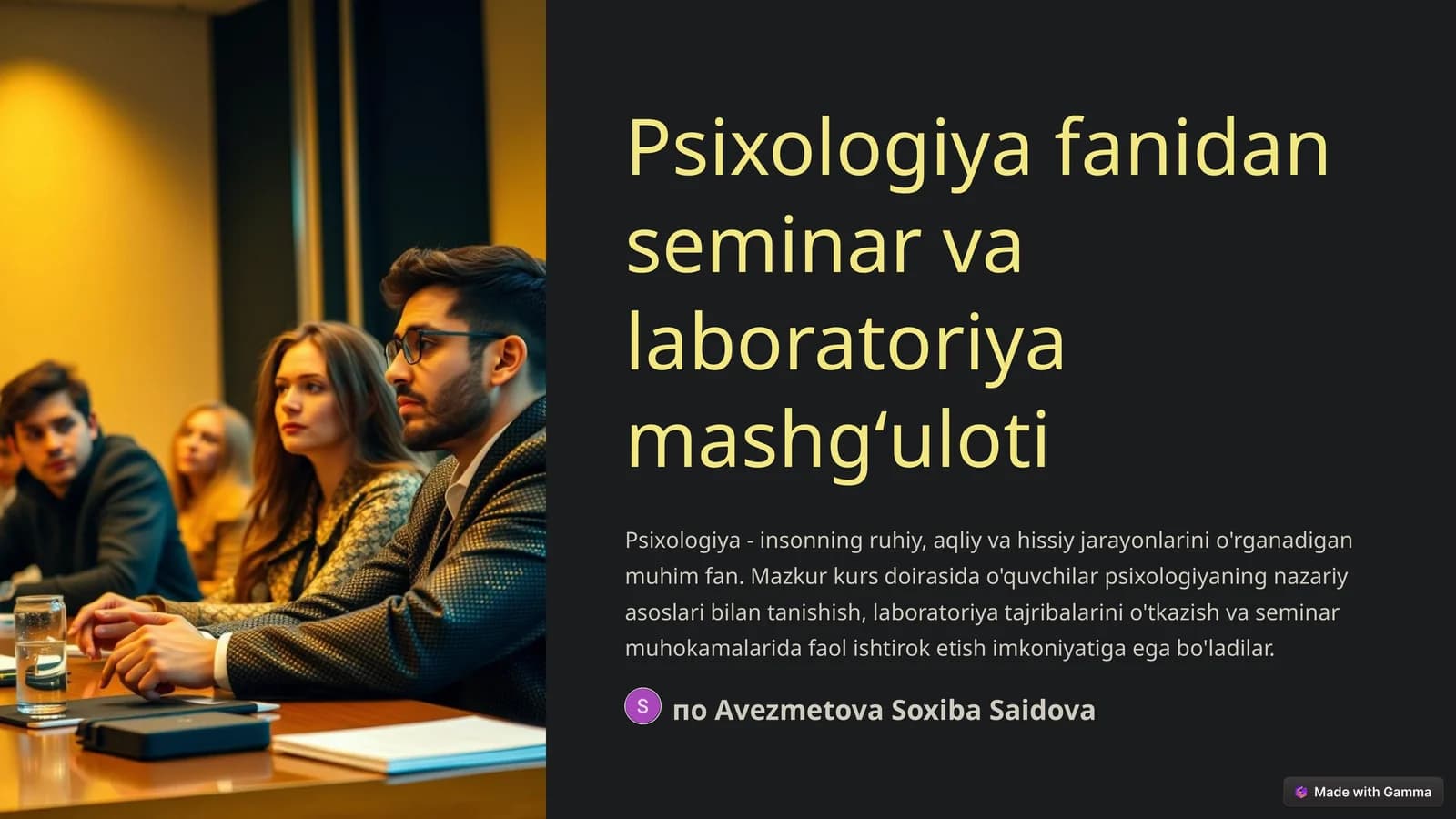 Psixologiya fanidan seminar va laboratoriya mashgʻuloti