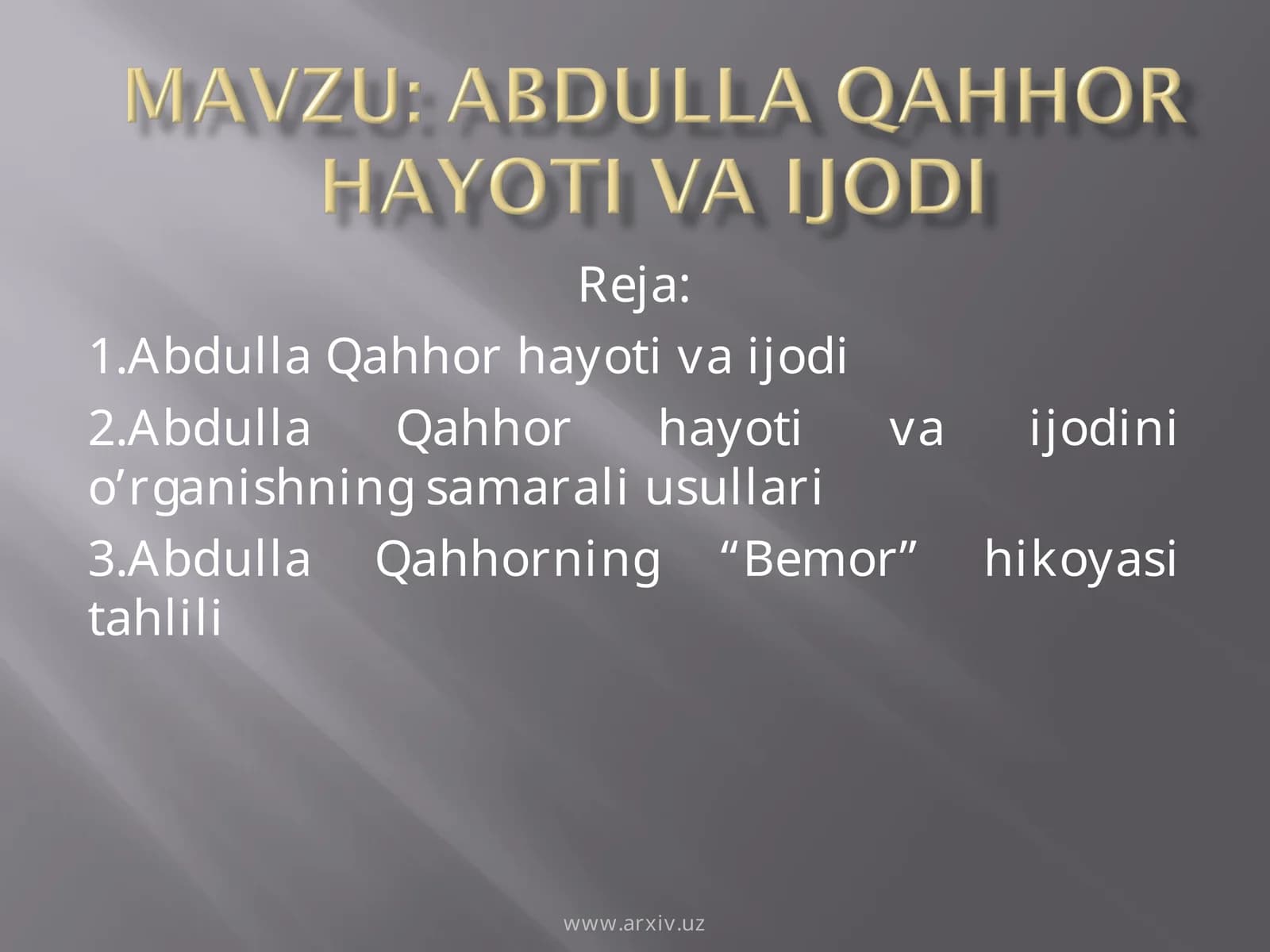 Abdulla Qahhorning “Bemor” hikoyasi tahlili