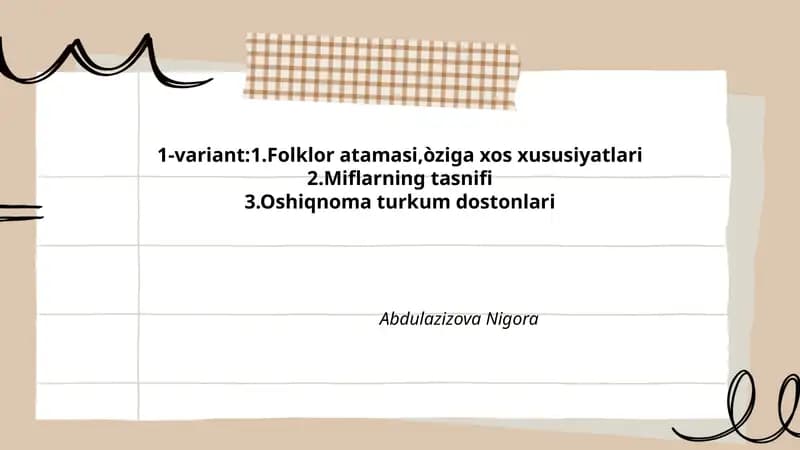 Folklor Atamasi va uning etimologiyasi