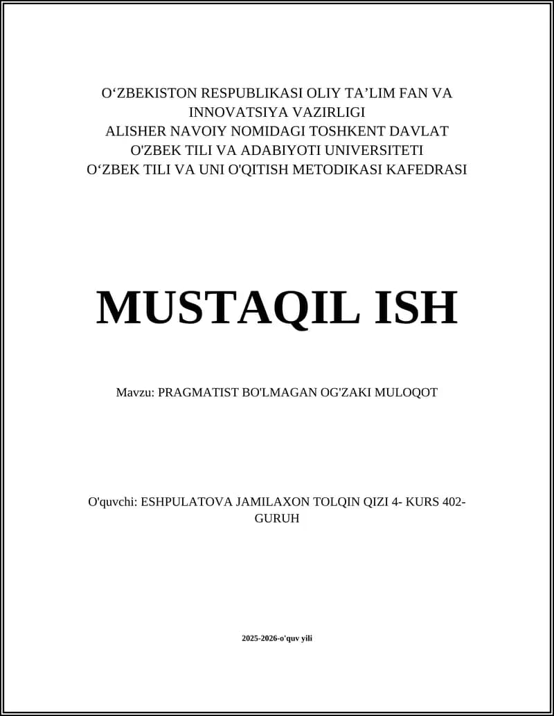 Pragmatist bo'lmagan og'zaki muloqot