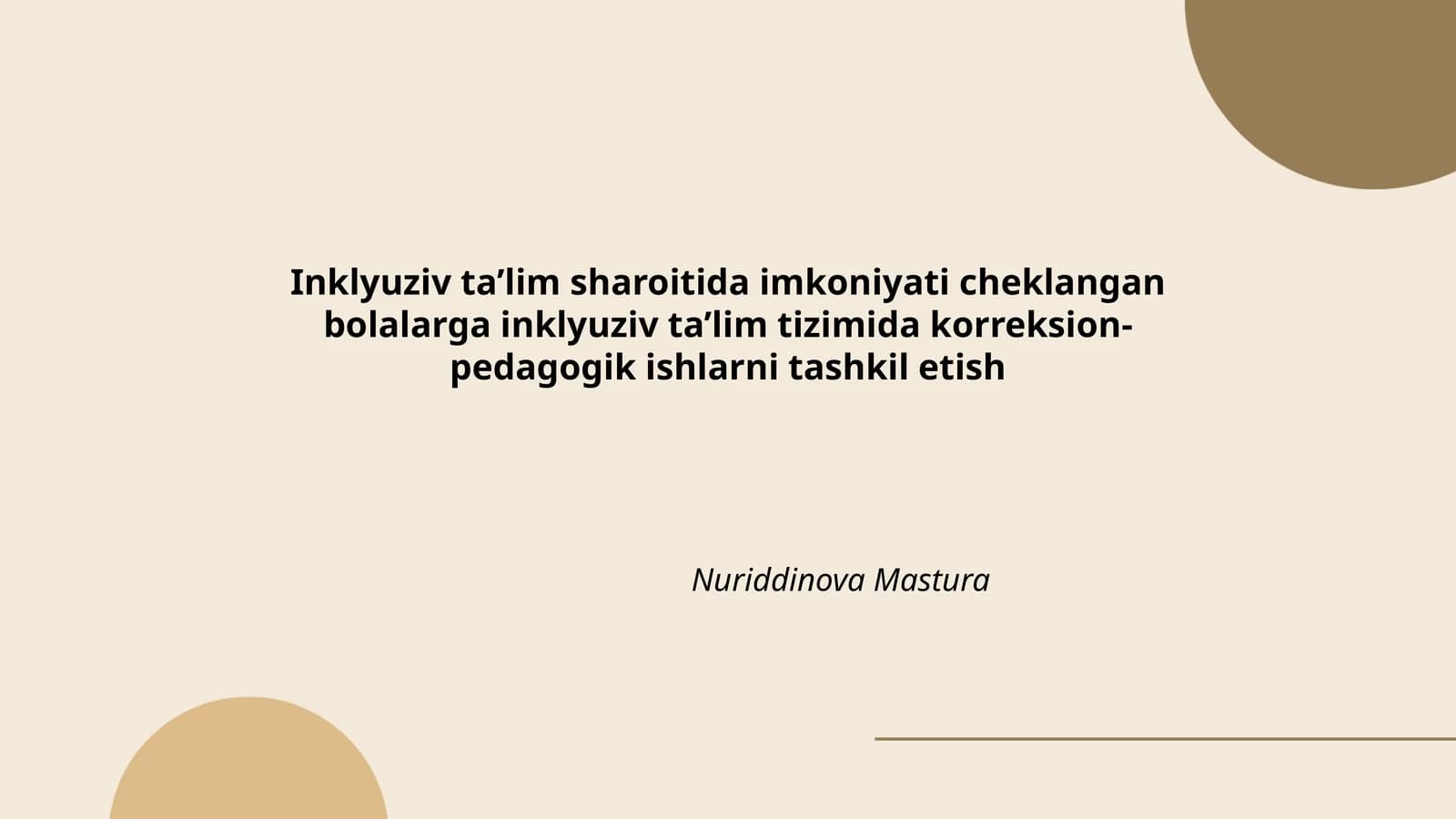 Inklyuziv ta’lim sharoitida imkoniyati cheklangan bolalarga inklyuziv ta’lim tizimida korreksion-pedagogik ishlarni tashkil etish