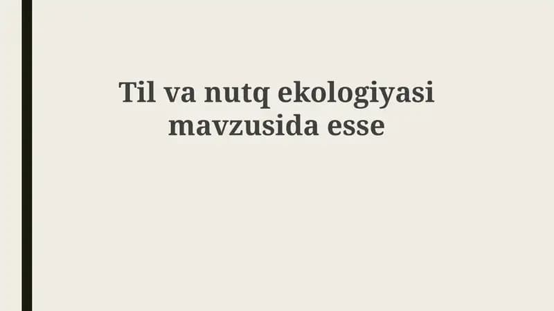 Til va nutq ekologiyasi