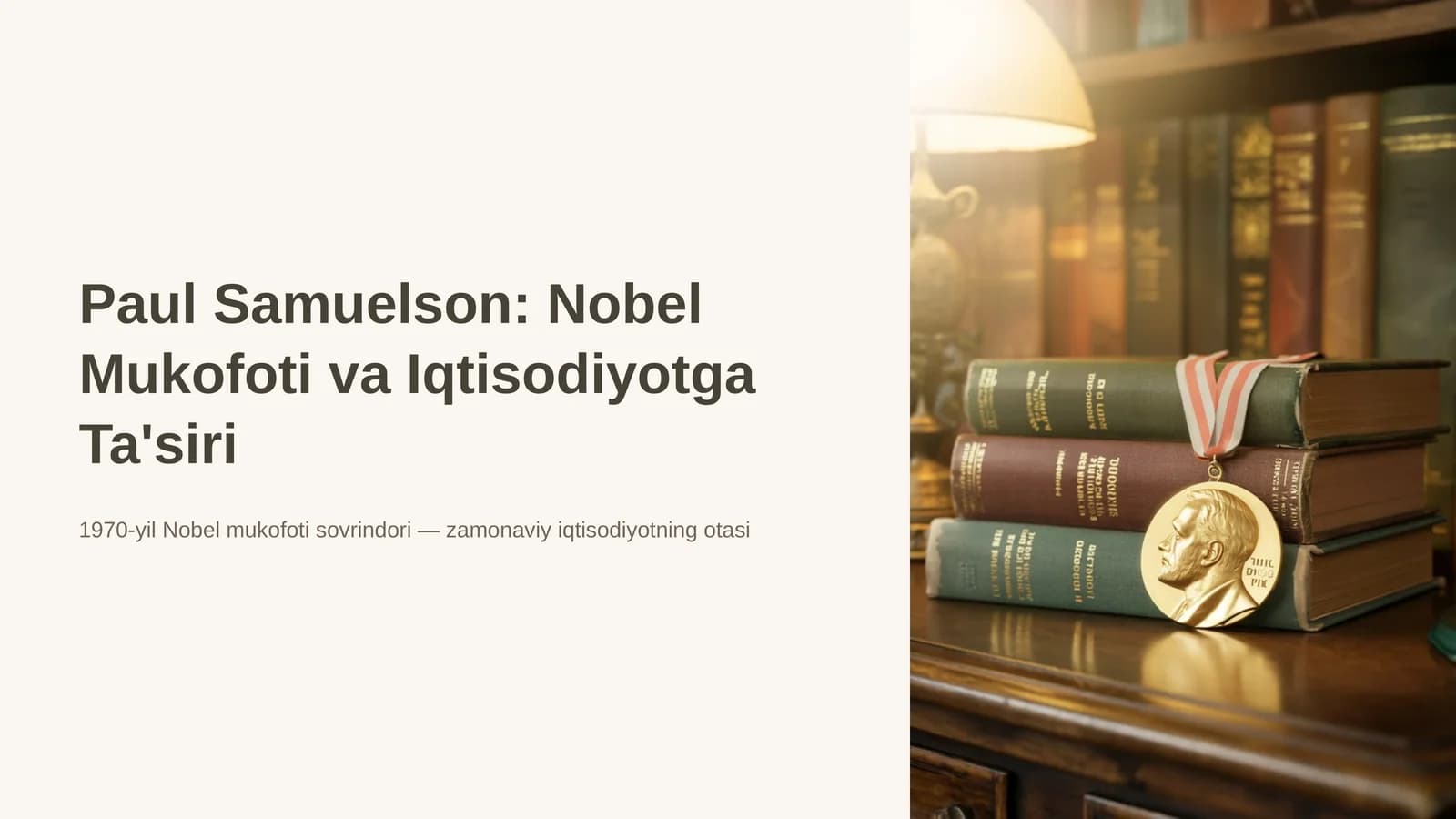 Paul Samuelson: Nobel Mukofoti va Iqtisodiyotga Ta'siri (Tayyor Mustaqil Ta'lim / PPTX + Nutq matni va Javoblar)