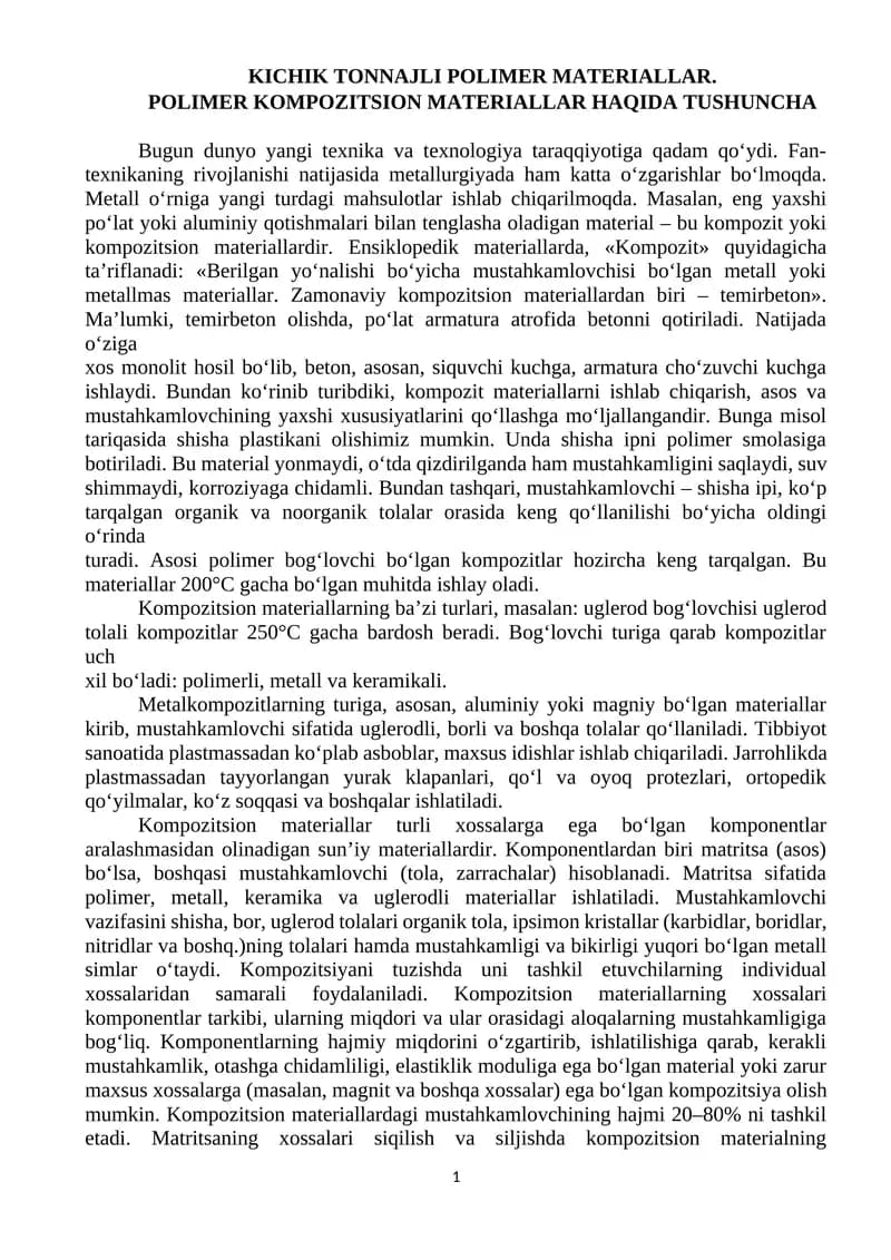 Polimer kompozitsion materiallar
