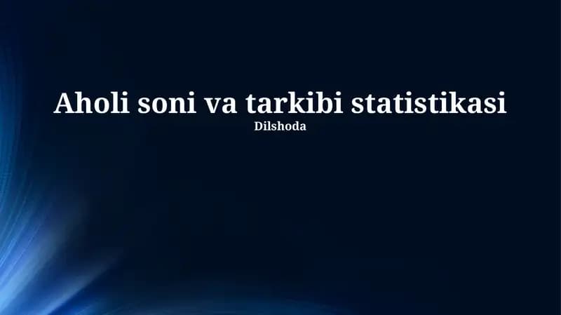 Aholi soni va tarkibi statistikasi