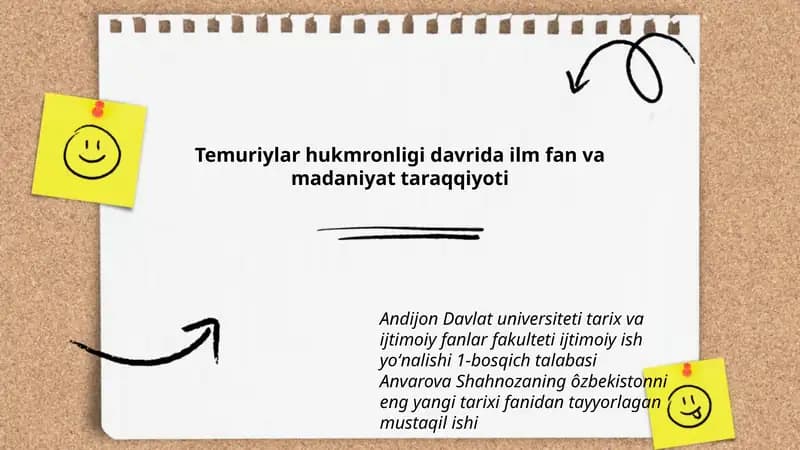 Ôzbekistonni eng yangi tarixi fanidan tayyorlagan mustaqil ish