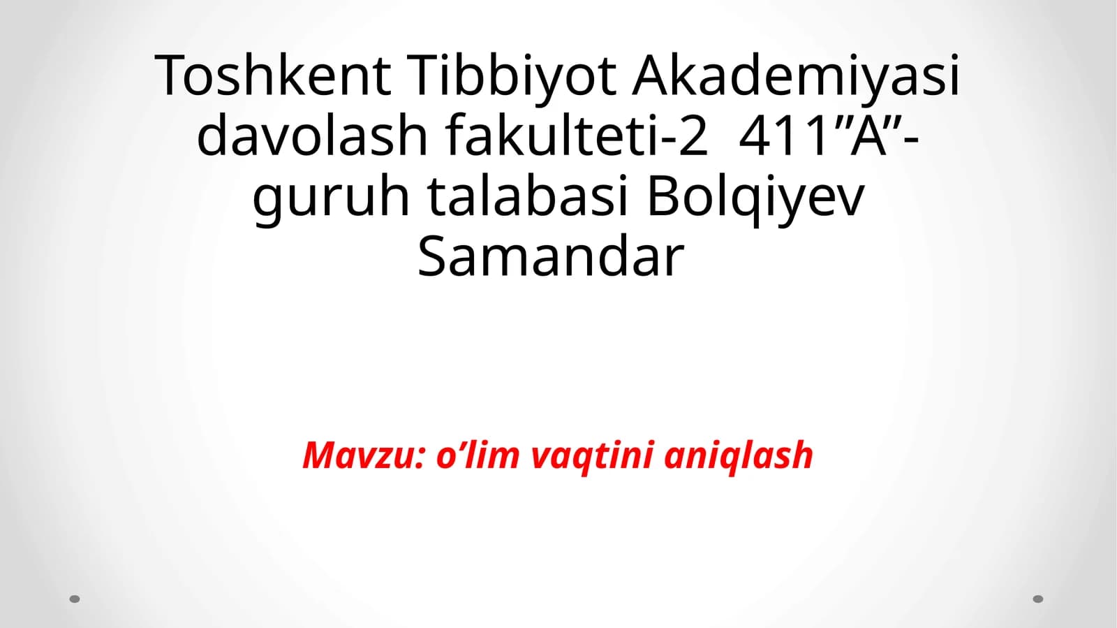 o’lim vaqtini aniqlash