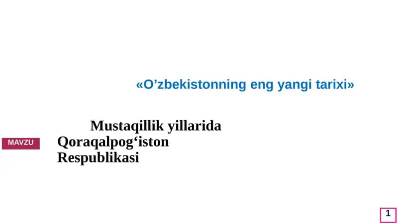 O’zbekistonning eng yangi tarixi