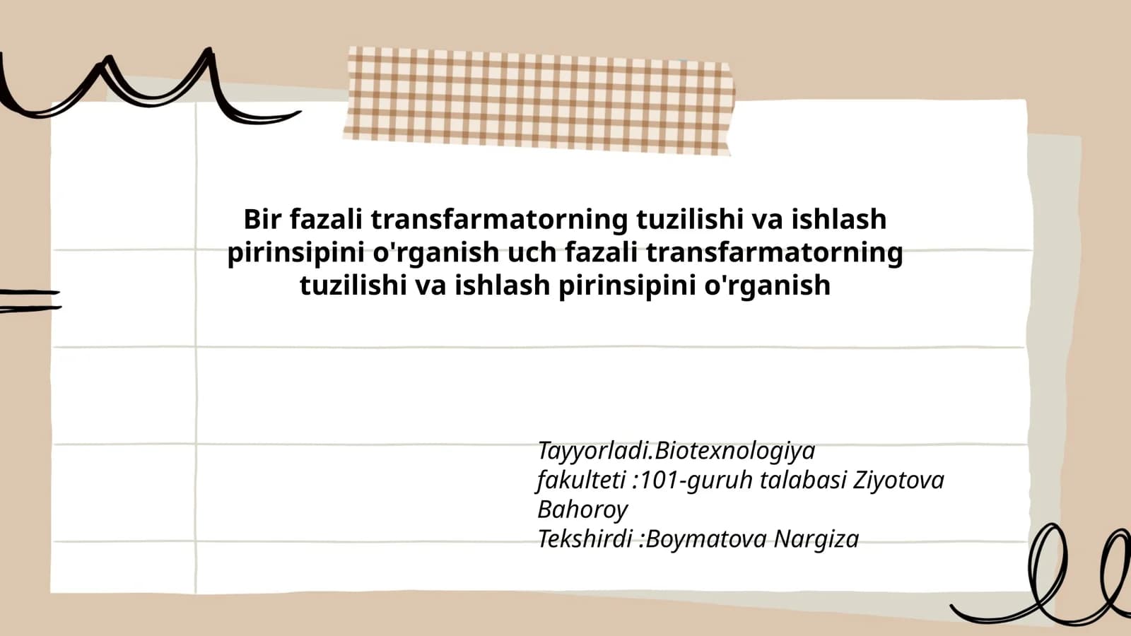 Bir fazali transfarmatorning tuzilishi va ishlash pirinsipini o'rganish uch fazali transfarmatorning tuzilishi va ishlash pirinsipini o'rganish