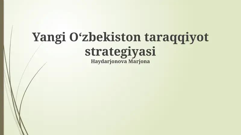 Yangi Oʻzbekiston taraqqiyot strategiyasi