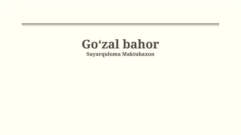 Goʻzal bahor