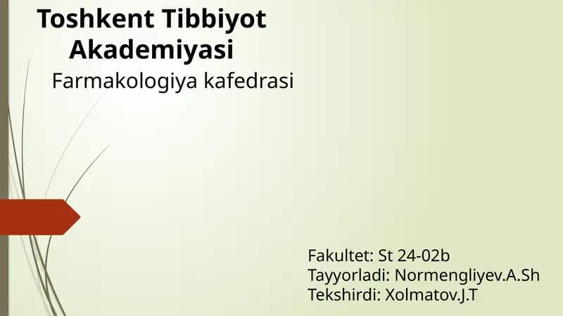 Parkinson kasalligini davolashda ishlatiladigan dorivostlar