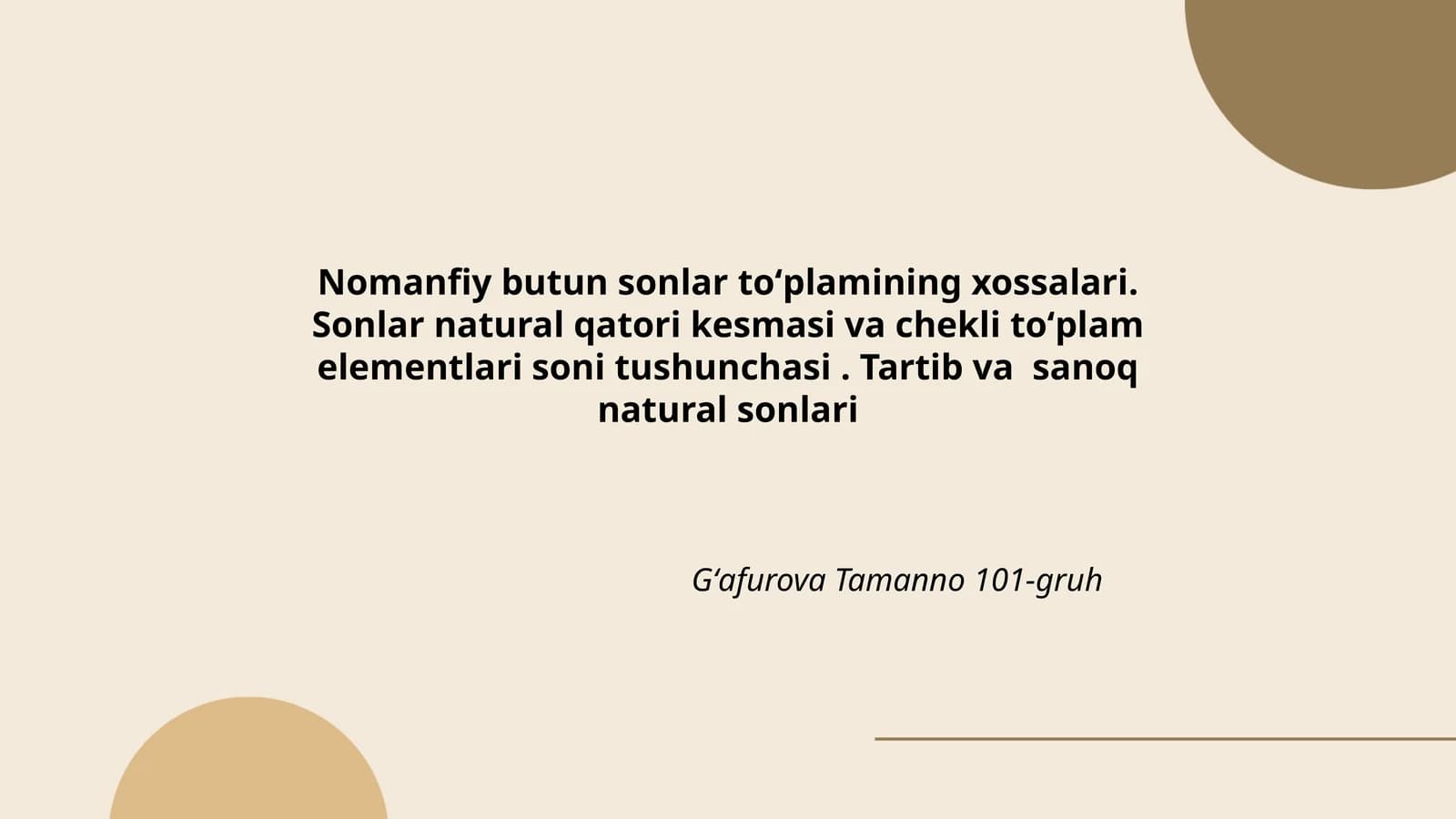 Nomanfiy butun sonlar toʻplamining xossalari