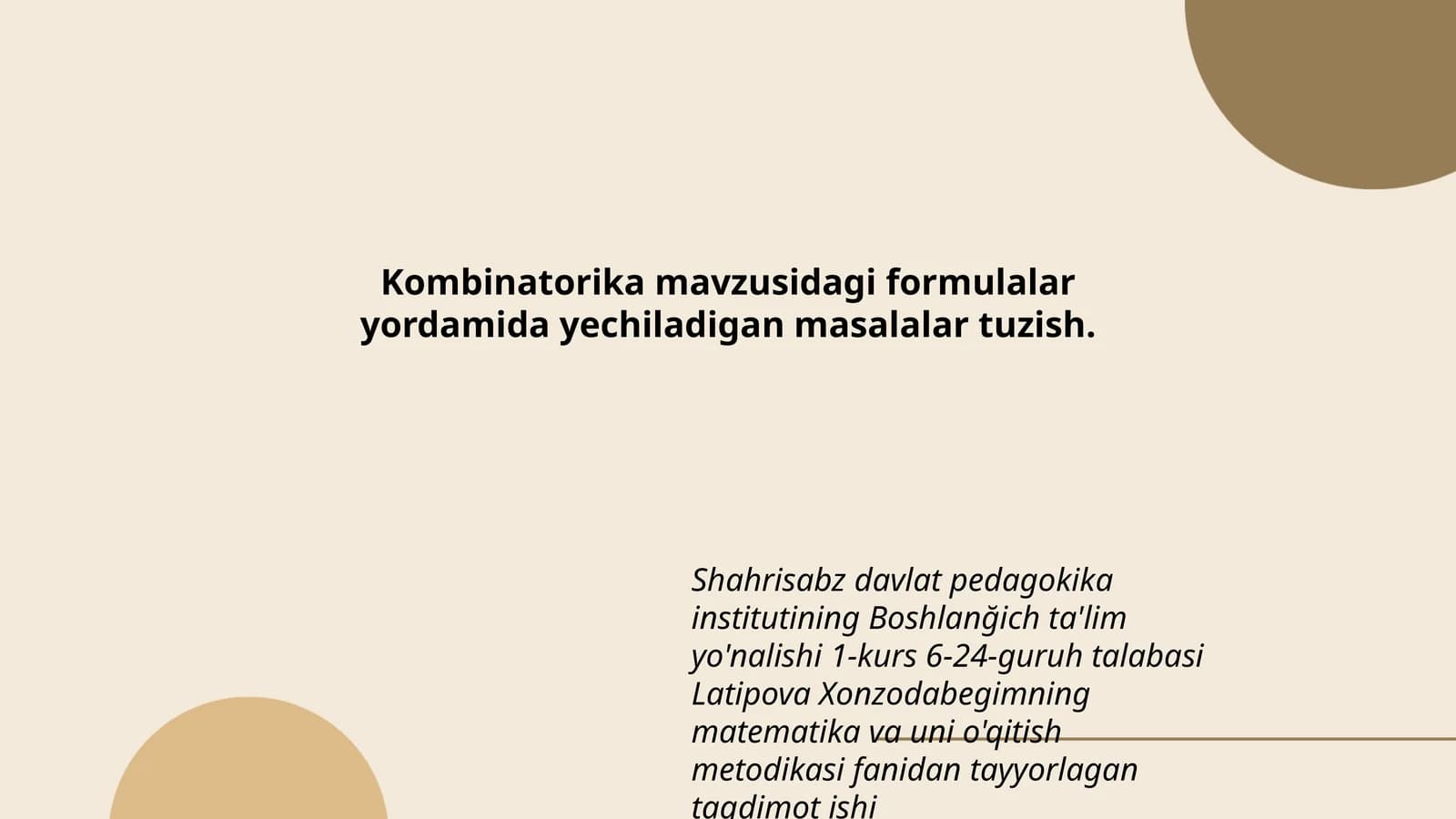 Matematika va uni o'qitish metodikasi