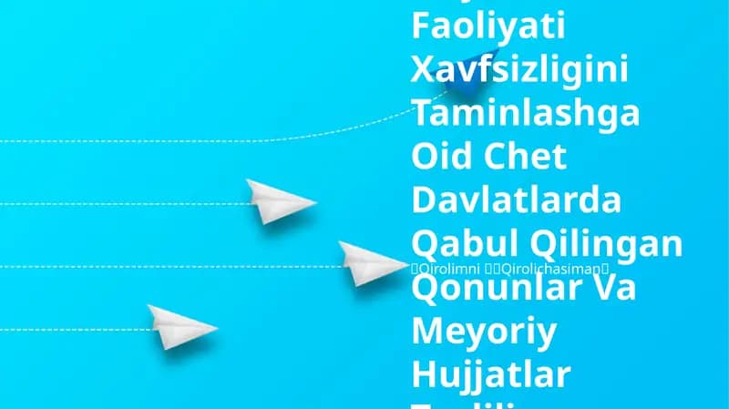 Hayot Faoliyati Xavfsizligini Taminlashga Oid Chet Davlatlarda Qabul Qilingan Qonunlar Va Meyoriy Hujjatlar Taxlili