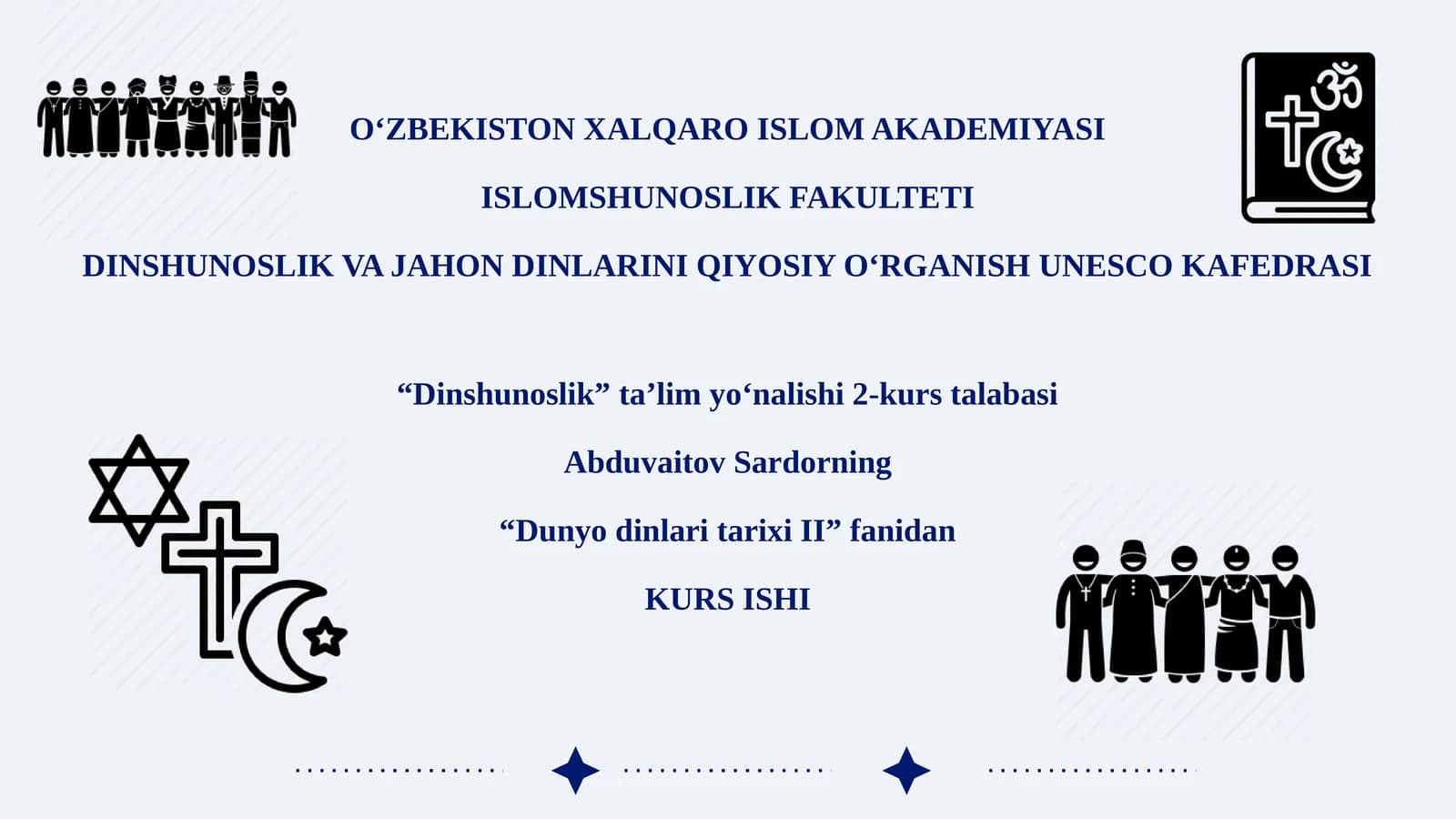 “DunyodinlaritarixiII”fanidan KURS ISHI