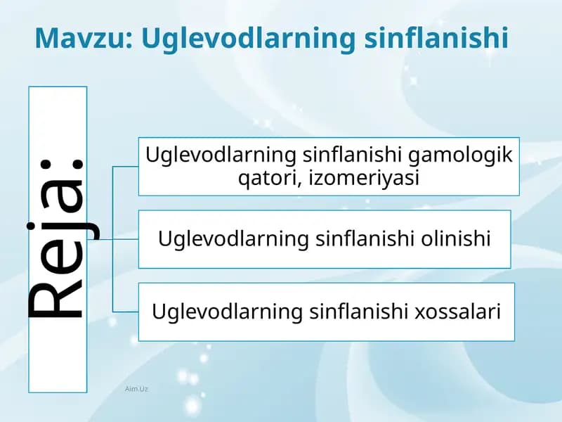 Uglevodlarning sinflanishi