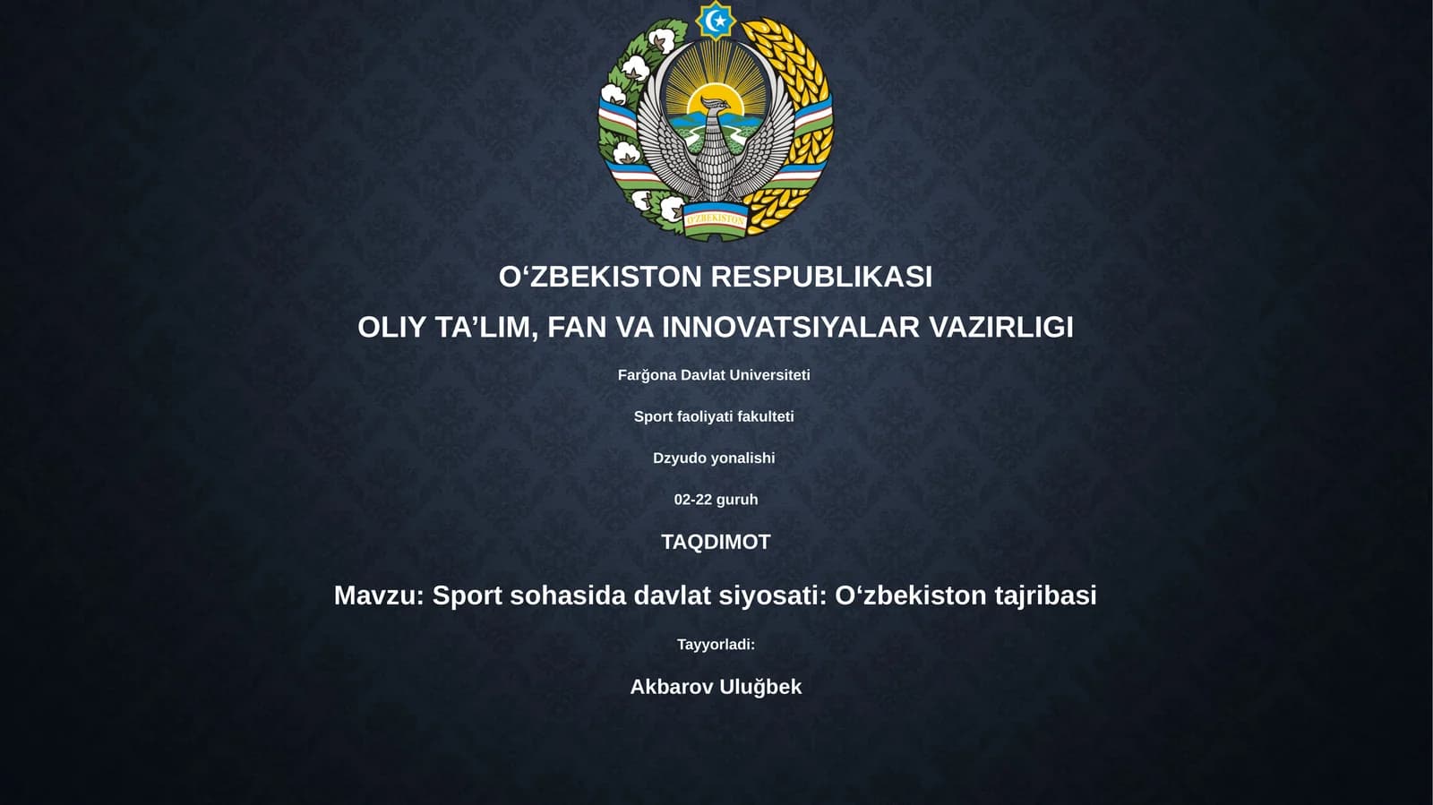 Sport sohasida davlat siyosati: Oʻzbekiston tajribasi