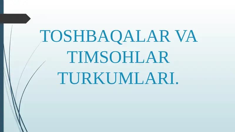 TOSHBAQALAR VA TIMSOHLAR TURKUMLARI