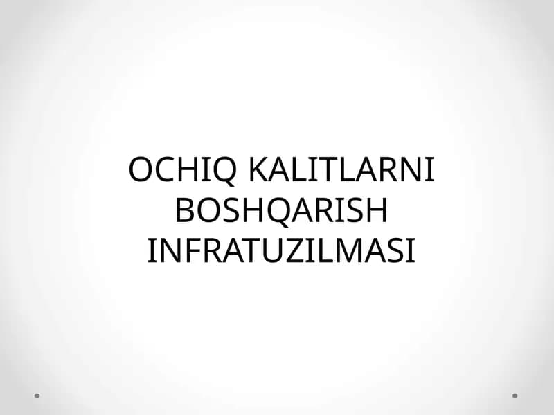 OCHIQ KALITLARNI BOSHQARISH INFRATUZILMASI