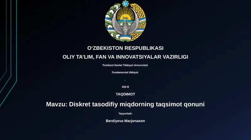 Diskret tasodifiy miqdorning taqsimot qonuni