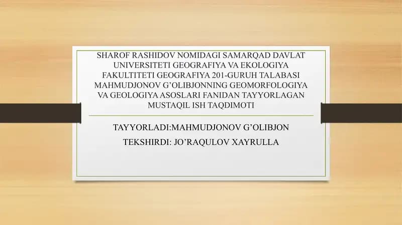Geomorfologiya va geologiya. Nurash va relyef