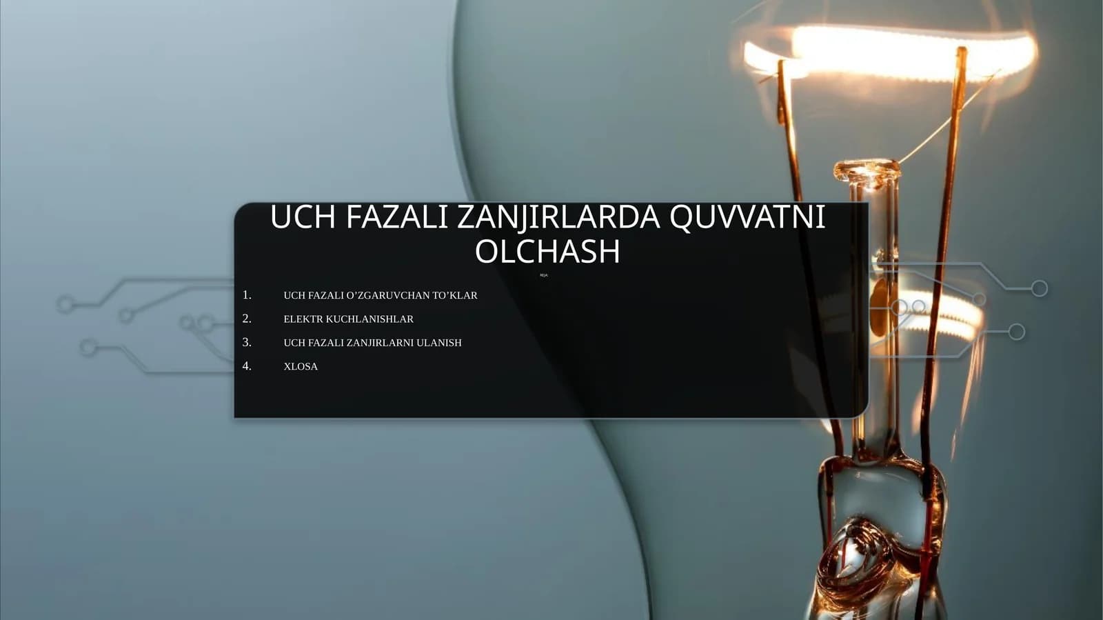 Uch fazali zanjirlarda quvvatni o'lchash