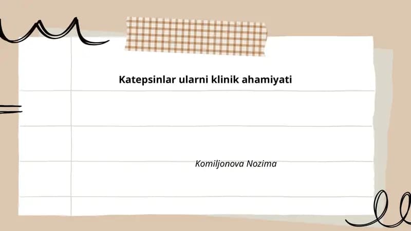 Katepsinlar: turlari va molekulyar xususiyatlari